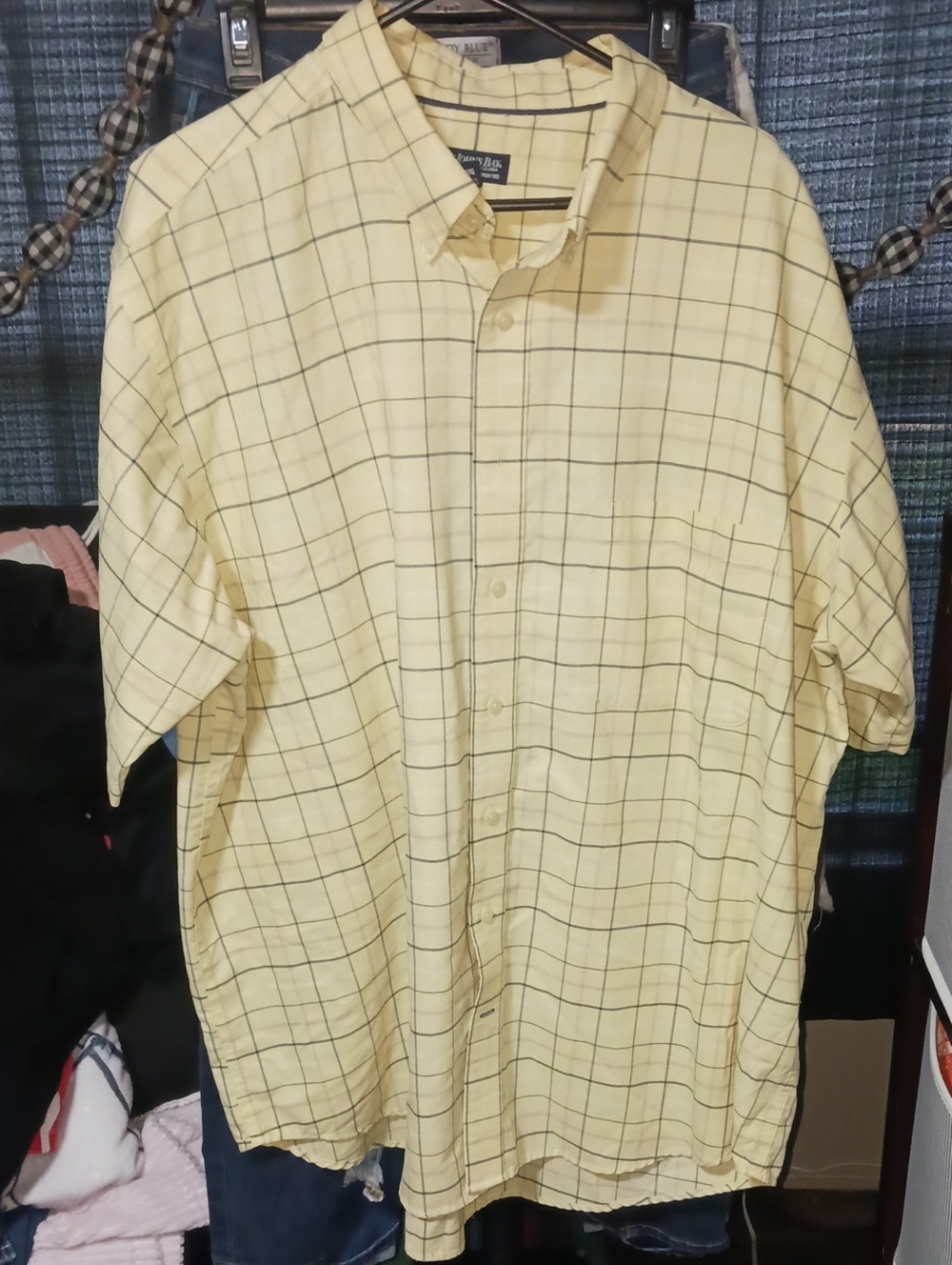 St. John's Bay Yellow Plaid Short-Sleeve Button-Down Shirt